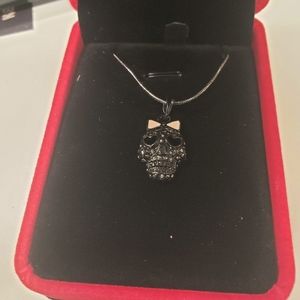 Betsy Johnson Black Skull Rhinestone Necklace